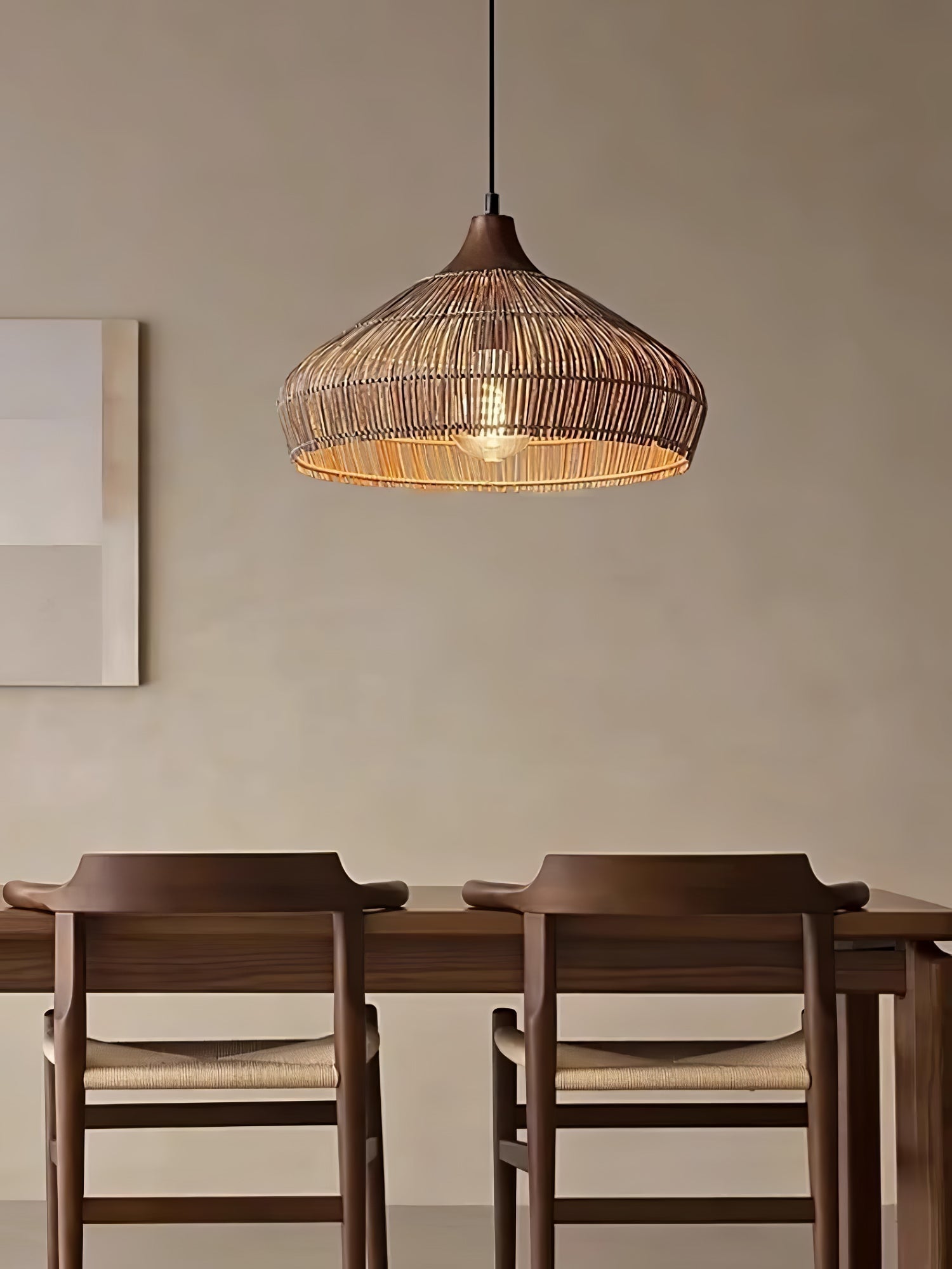 Solara Rieten Rotan Hanglamp – Natuurlijke Designlamp voor Woonkamer, Eetkamer en Slaapkamer Livara