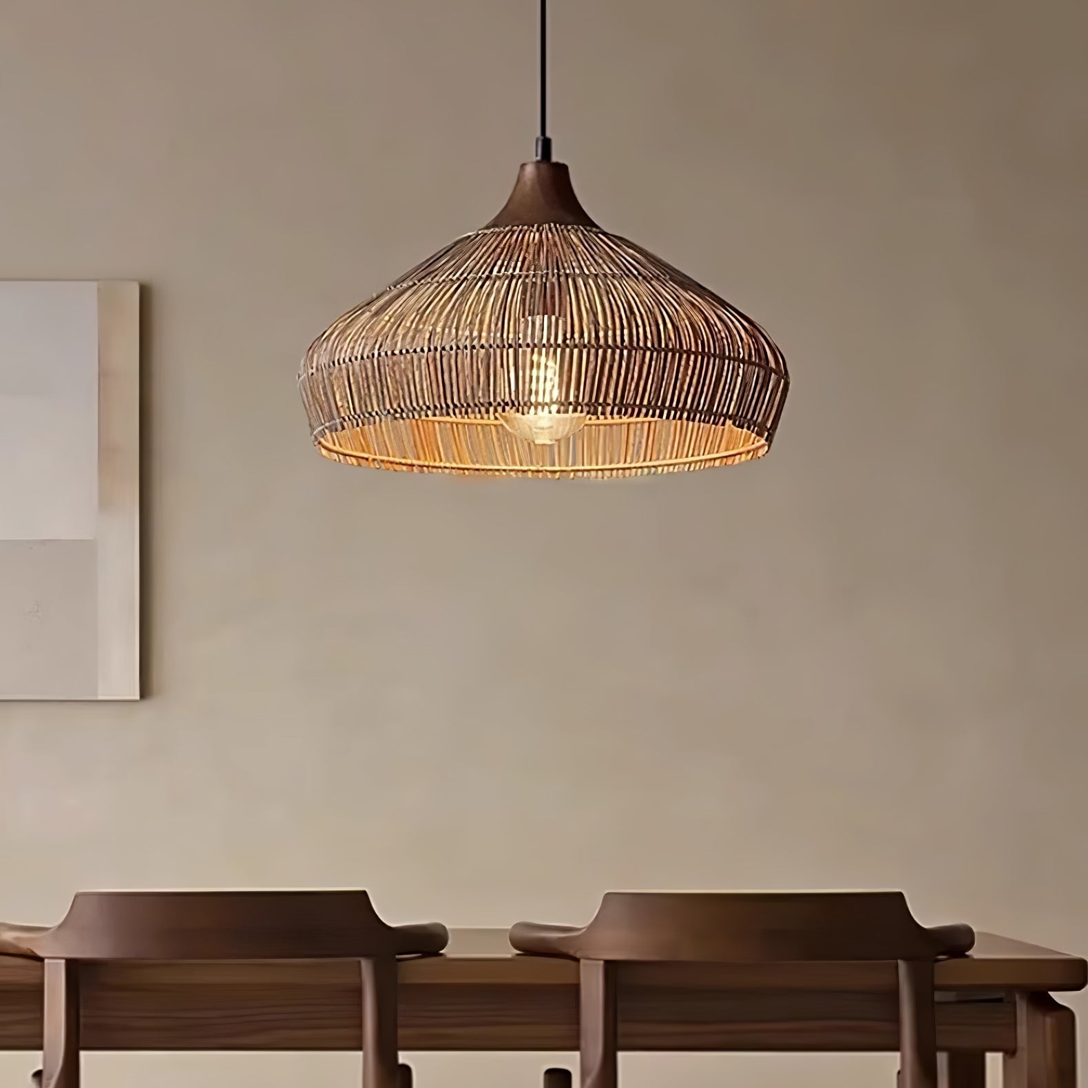 Solara Rieten Rotan Hanglamp – Natuurlijke Designlamp voor Woonkamer, Eetkamer en Slaapkamer Livara